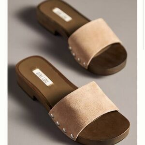 Bibilou from Anthropologie Beige Suede Slide Sandals